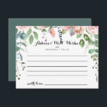 Cartão de Conselheiro de Casamento Floral de Summe<br><div class="desc">Este cartão de conselho de casamento floral de cerveja é perfeito para um casamento rústico. O design apresenta flores rosa de cor-de-água rosa, pinceladas, púrpura pintadas à mão, com folhagem verde. Estas cartas são perfeitas para um casamento, chá de panela, chá de fraldas, festa de formatura e muito mais. Personalize...</div>