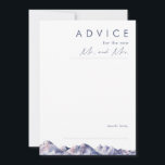 Cartão de Conselheiro para Casamento da Montanha d<br><div class="desc">Este cartão de conselho de casamento da Montanha de inverno é o que você tem procurado para completar seu simples casamento rústico. Projetado com uma aquarela cor rosa e azul pastel que se mistura lindamente em marinhos e realces esbranquiçados que capturam perfeitamente uma noite na natureza. É certo que juntará...</div>