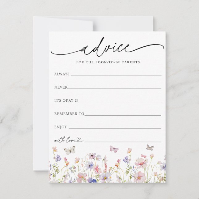 Cartão de Conselheiro para o Bebê de Flor Selvagem (Frente)