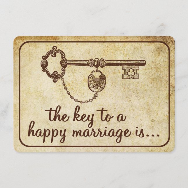 Cartão De Conselho A Chave Para Um Casamento Feliz É... Casamento vin (Frente)