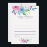 Cartão De Conselho Aconselhamento da Mãe Floral de Brida Floral Ultra<br><div class="desc">Palavras de chá de panela pintadas de rosas de aquarela,  de cartões de sabedoria,  com cor ultravioleta do ano 2018,  com tons de azul e rosa.</div>