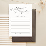 Cartão De Conselho Aconselhamento De Casamento E Desejos Para Noiva E<br><div class="desc">Criado com o moderno minimalista em mente, o Conselho de Casamento e Desejos por Noiva e Noiva oferecem uma maneira elegante e elegante de capturar mensagens sentidas em seu dia especial. Apresentando linhas limpas e um script sofisticado, essas placas combinam conselhos de eterno com encantos contemporâneos, garantindo que cada nota...</div>