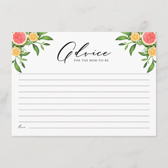Cartão De Conselho Aconselhamento de Laranjas e Toranjas para a Nova  (Frente)