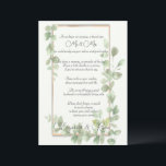 Cartão De Conselho Aconselhamento e Desejos de Casamento em Aquarela<br><div class="desc">Cartões de casamento bonito para seus convidados adicionarem seus conselhos e desejos. Folhas de cor d'água bonito Eucalyptus numa moldura de ouro. Que maneira fofa de se lembrar do seu dia especial.</div>