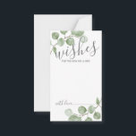 Cartão De Conselho Aconselhamento e Desejos de Casamento Eucalyptus W<br><div class="desc">Celebre seu dia especial com esses belos conselhos de casamento e cartão de desejos, com o título "desejos" em escrituras modernas e decorado com o eucalipto de aquarela suave em um fundo branco. Perfeito para casamento, chá de fraldas, festa de aniversário, chá de panela, festa de solteira e qualquer ocasião...</div>