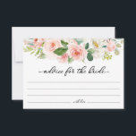 Cartão De Conselho Aconselhamento floral cor-de-rosa para a noiva<br><div class="desc">Aconselhamento para o cartão de noiva com borda floral de cor rosa e branca esbranquiçada. Você pode editar o texto,  a cor e o tamanho da fonte. Itens correspondentes disponíveis no compro.</div>