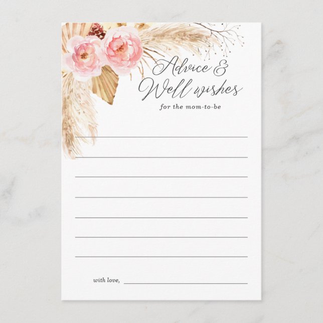 Cartão De Conselho Aconselhamento para os novos pais pampas florais c (Frente)