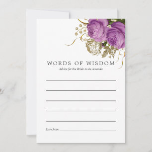 Cartão De Conselho Aconselhamento sobre Brida Floral Chic Roxo e Dour