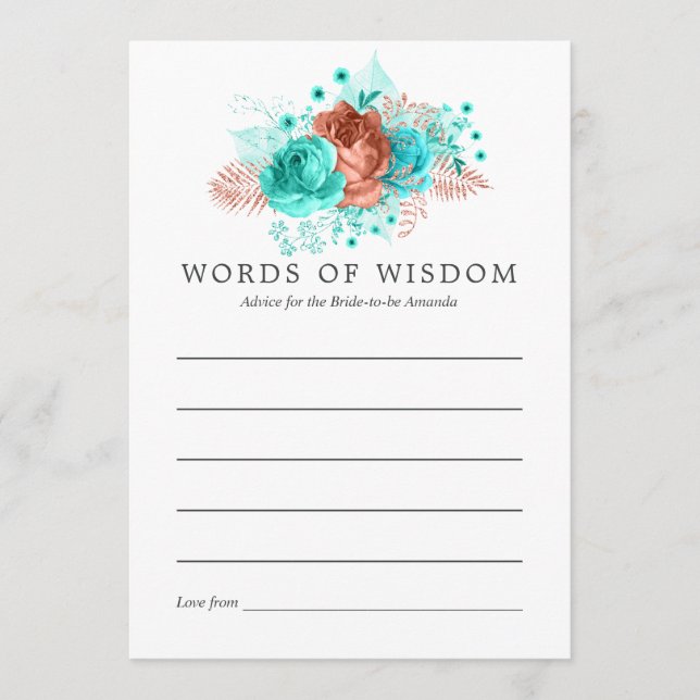 Cartão De Conselho Aconselhamento sobre Turquesa e Coral (Frente)