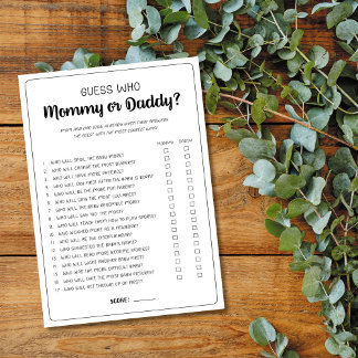 Cartão De Conselho Adivinhem quem Mamãe ou jogo de Chá de fraldas do