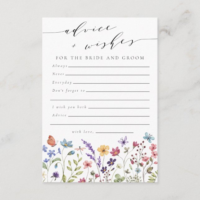 Cartão De Conselho Advice and Wishes Love in Bloom Bridal Shower (Frente)