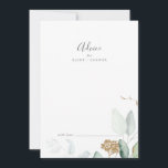 Cartão De Conselho Airy Greenery e Dourado Casamento de Folha<br><div class="desc">Este cartão de conselho de casamento de folha de ouro e verde-areia é perfeito para um casamento moderno e pode ser usado para qualquer evento. O elegante design botânico apresenta uma aquarela clara e arejada, eucalipto, acentuado com folhas de brilho de ouro branco. Esses cartões de aviso podem ser usados...</div>
