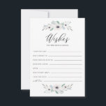 Cartão De Conselho Anêmonas Aquarela Desejos para Noiva e Noivo<br><div class="desc">Cartão de Desejos para Noiva e Noivo com Anêmonas Brancas Aquarela. Cartão de bons desejos feminino com ilustrações em aquarela de anêmonas brancas com eucalipto e outros acentos de folhagem. Compartilhe suas esperanças e desejos para os recém-casados.</div>