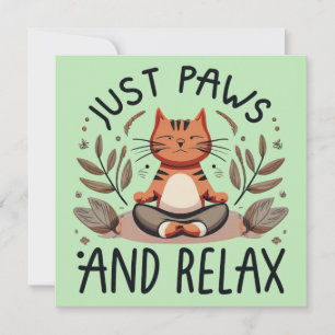 Cartão De Conselho Apenas patas e Gato de ioga relaxado