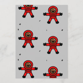 Cartão De Conselho Astronautas de terno vermelho em cinzas