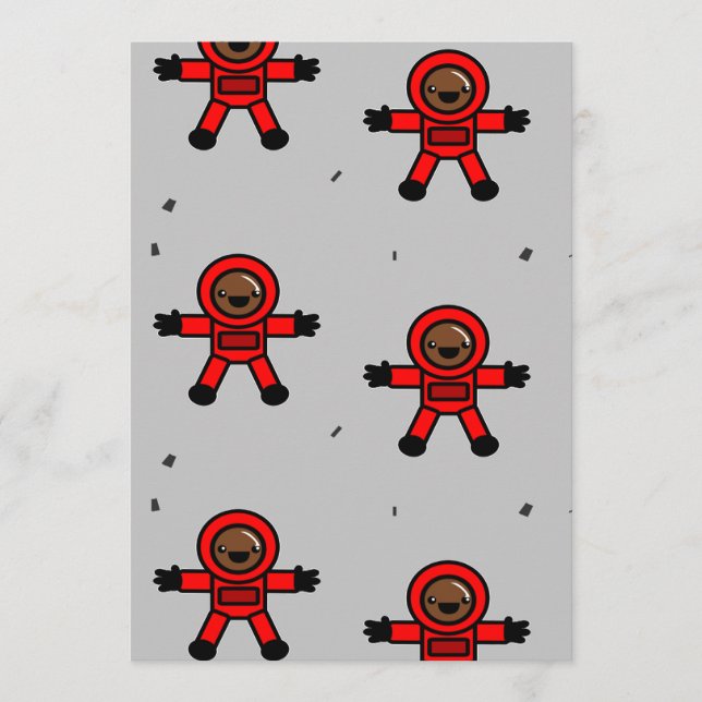 Cartão De Conselho Astronautas de terno vermelho em cinzas (Frente)