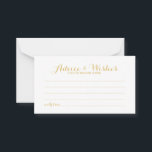 Cartão De Conselho Aviso de Casamento de Script Dourado Elegante e Ca<br><div class="desc">Adicione um toque pessoal ao seu casamento com um conselho de casamento elegante e um cartão de desejos. Este cartão de conselho apresenta o título em ouro, estilo de fonte elegante e elegante em caligrafia e detalhes no estilo de fonte dourado sans serif em fundo branco. Perfeito para casamento, chá...</div>