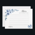 Cartão De Conselho aviso floral azul empoeirado<br><div class="desc">Um simples design floral com lindas flores azuis. Sinta-se livre para alterar as cores e os detalhes do texto.</div>