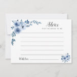 Cartão De Conselho aviso floral azul empoeirado<br><div class="desc">Um simples design floral com lindas flores azuis. Sinta-se livre para alterar as cores e os detalhes do texto.</div>