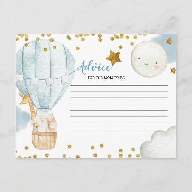 Cartão de Conselho Azul Balão de Ar Quente Selva (Frente)