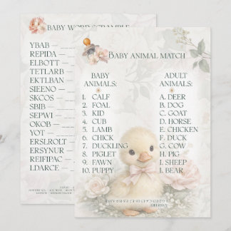 Cartão De Conselho Baby Shower Game Card | Baby Word Scramble