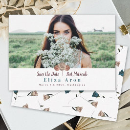 Cartão De Conselho Beige Light Mauve Roses Bat Mitzvah Salvar a Data