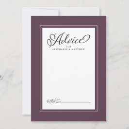 Cartão De Conselho Bicho de Casamento Elegante Roxo Recém-Desejos