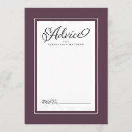 Cartão De Conselho Bicho de Casamento Elegante Roxo Recém-Desejos