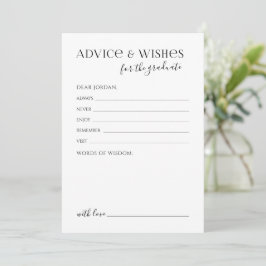 Cartão De Conselho Black Typography Modern Graduate advice & wishes