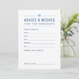 Cartão De Conselho Blue Modern Typography Graduate advice & wishes 