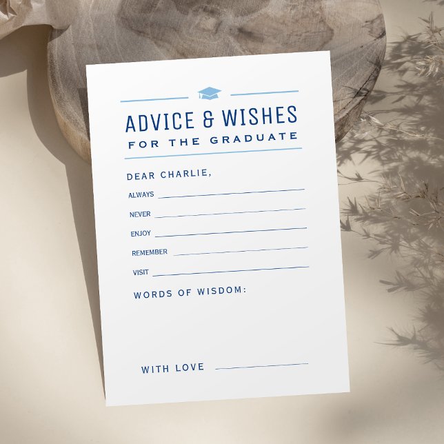 Cartão De Conselho Blue Modern Typography Graduate advice & wishes  (Blue Modern Typography Graduate advice & wishes Card)