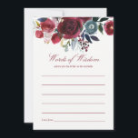 Cartão De Conselho Boho Chic Burgundy e Casamento outono de outono de<br><div class="desc">Recomendações do Chá de panela Trendy Boho para o Cartão a ser personalizável para suas especificações de evento.</div>