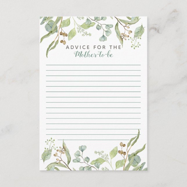 Cartão De Conselho BOHO Eucalyptus Foliage Foliage Watercolor (Frente)