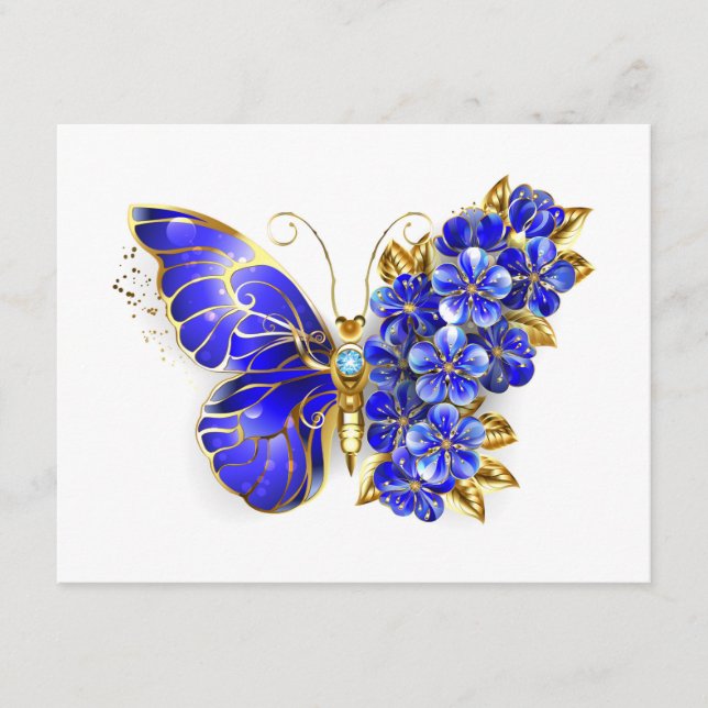 Cartão De Conselho Borboleta Flor Sapphire (Frente)