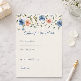 Cartão De Conselho Bridal Shower Dusty Blue Floral Watercolor