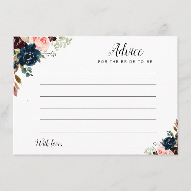 Cartão De Conselho broto de aquarela, marinho e pincel para o floral (Frente)