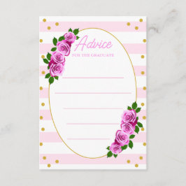 Cartão De Conselho Brunch de Formatura com Rosas Cor-de-Rosa Listrada