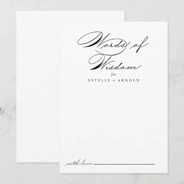 Cartão De Conselho Caligrafia Palavras de Aconselhamento sobre Sabedo (Frente/Verso)
