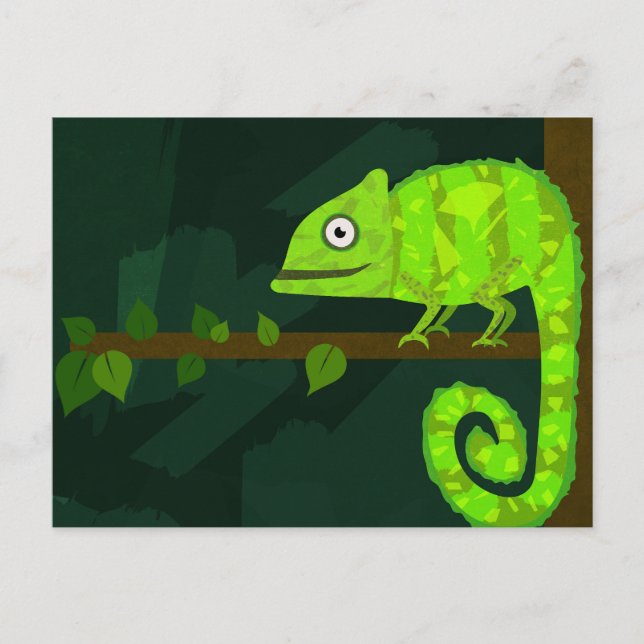 Cartão De Conselho Camaleão bonito verde (Frente)