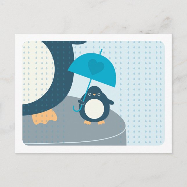 Cartão De Conselho Cartão-postal de Mamãe de Pinguim Bonito (Frente)