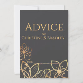 Cartão De Conselho Carvão e Dourado Casamento