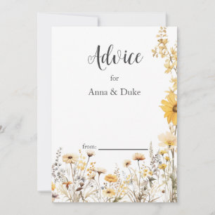 Cartão De Conselho Casamento Amarelo de Flores Selvagens