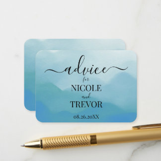 Cartão De Conselho Casamento Aquarela Azul Personalizado