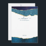 Cartão De Conselho Casamento Azul e Agato Dourado do Marinho Elegante<br><div class="desc">Celebre em estilo com esses cartões modernos e modernos de conselhos. O design apresenta um fundo de imagem azul de marinho de aquarela e cintilação dourada com texto de fonte de script manual correspondente. Estes cartões permitirão aos seus convidados escrever um aviso para que guarde e leia nos próximos anos....</div>