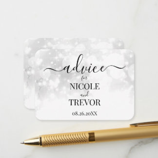 Cartão De Conselho Casamento Bokeh Branco Brilhante Personalizado