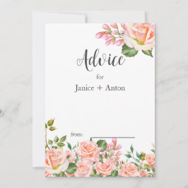 Cartão De Conselho Casamento Botânico Cor-de-Rosa Esbranquiçada