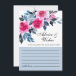 Cartão De Conselho Casamento Botânico Cor Floral Rosa<br><div class="desc">Cartão elegante de recomendação e desejo de casamento com rosas cor-de-água rosa brilhante,  folhagem azul e cinza em fundo branco.</div>