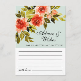 Cartão De Conselho Casamento Botânico por Aquarela Floral Verde Mint
