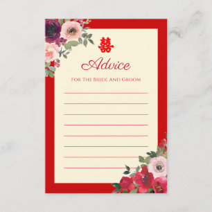 Cartão De Conselho Casamento chinês jardim floral vermelho dupla feli