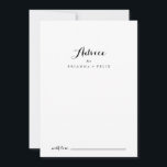 Cartão De Conselho Casamento com Caligrafia Moderna<br><div class="desc">Este cartão moderno de conselho de caligrafia é perfeito para um casamento rústico. O design simples e elegante apresenta a tipografia de scripts clássicos e ricos em preto e branco. Estas cartas são perfeitas para um casamento, chá de panela, chá de fraldas, festa de formatura e muito mais. Personalize as...</div>